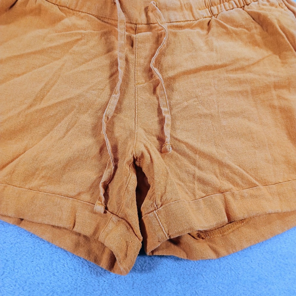 Old Navy Womens Linen Blend Shorts Mustard Yellow Small Drawstring Pocket - Picture 2 of 13
